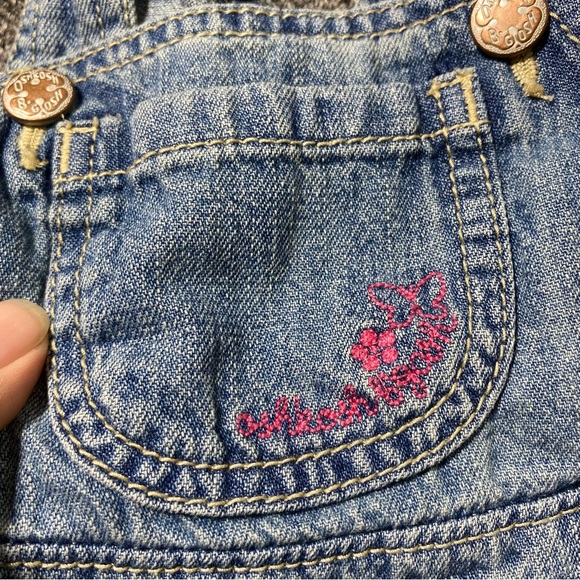 Vtg Osh Kosh Jean Overall Denim Dress Vestbak Tiered 18M - Picture 6 of 9